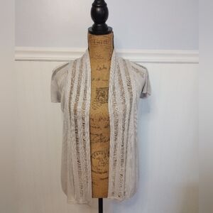 Vivienne By Vivienne Tam Grey Dropped Stitch Cardigan Y2K Grunge Size Medium